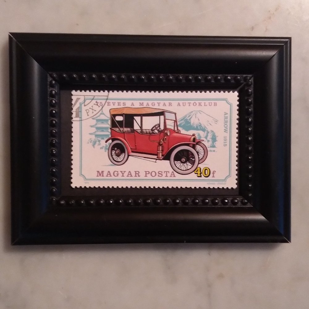 Quirky Decor - Framed Stamp Art - 1915 Pierce-Arrow
